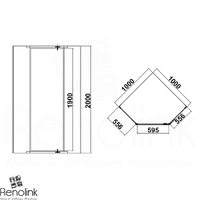 Frameless Shower Screen 1000x1000mm Diamond Matte Black