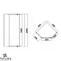 Frameless Shower Screen 900x900mm Diamond Matte Black