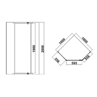 Frameless shower screen 1000x1000mm Diamond Chrome