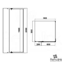 Frameless Shower Screen 900x900mm Square Matte Black