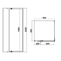 Frameless Shower Screen 900x900mm Square Chrome