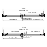 Frameless Wall to Wall Adjustable Sliding Shower Screen 1600x2000mm Chrome
