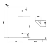 Frameless Bath Panel Shower Screen 700x1450mm Brushed Gold