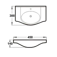 Alison 450mm PVC Water Proof Bathroom Vanity Semi Recess Ceramic Wash Basin Sink