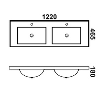 Bathroom Vanity White Ceramic Thin Edge Double Basin - 120ED