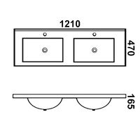 Bathroom Vanity Thin Edge Double Basin Top White Ceramic 120QD