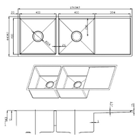 1260X440 Handmade Laundry Kitchen Sink Top/Under Mount Stainless Steel