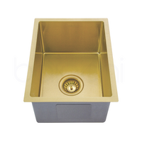 340X440mm Handmade Laundry Kitchen Sink Top/Under Mount Brushed Gold
