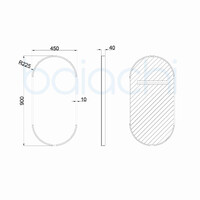Baiachi Oval 450mmx900mm Frame Mirror Gun Metal