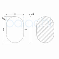 Baiachi Oval 600mmx900mm Frame Mirror Gun Metal
