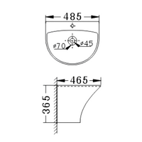 485X465X365mm Bathroom Wall Hung Mount Ceramic Wash Basin Vanity Sink BA6200