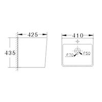 410X425X435mm Bathroom Wall Hung Mount Ceramic Wash Basin Vanity Sink BA6400