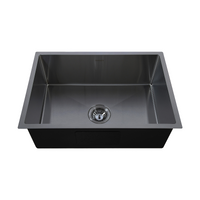 640X440mm Handmade Laundry Kitchen Sink Top/Under Mount Gun Metal