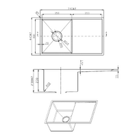 740X440mm Handmade Laundry Kitchen Sink Top/Under Mount Stainless Steel
