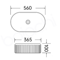 Baiachi 560x365mm Ceramic Above Counter Fluted Basin Matte White