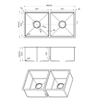 860X440mm Handmade Laundry Kitchen Sink Top/Under Mount Stainless Steel