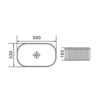 Baiachi 500x330x165mm Ceramic Above Counter Fluted Basin
