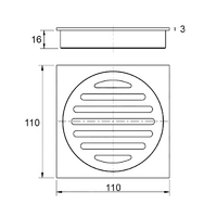 110X110mm Gun Metal Bathroom Shower 100mm Floor Waste Drain Grate