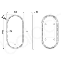 Baiachi LED Oval 450mmx900mm Frame Mirror Matte Black