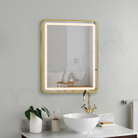 Baiachi LED Square 600mmx750mm Frame Mirror Brushed Gold