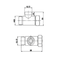 1/2'' Union BSP FMM Thread Tee Type 3 Way Brass Pipe Fitting Adapter Coupler Connector Gun Metal