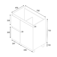 Ivana 750mm PVC Water Proof Bathroom Vanity Left Drawers
