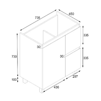 Ivana 750mm PVC Water Proof Bathroom Vanity Right Drawers