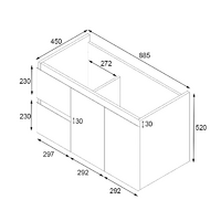 Ivana 900mm PVC Water Proof Wall Hung Bathroom Vanity Left Drawers