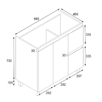 Ivana 900mm PVC Water Proof Bathroom Vanity Right Drawers