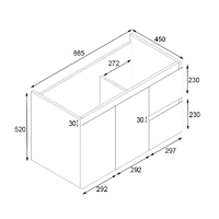 Ivana 900mm PVC Water Proof Wall Hung Bathroom Vanity Right Drawers