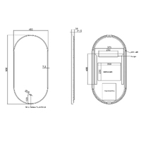 LED Oval Mirror 450x900mm Matte Black