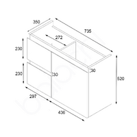 Lucena 750mm Slim Line Narrow PVC Water Proof Wall Hung Bathroom Vanity Left Drawers