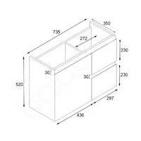 Lucena 750mm Slim Line Narrow PVC Water Proof Wall Hung Bathroom Vanity Right Drawers