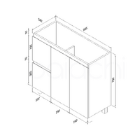 Lucena 900mm Slim Line Narrow Left Drawer PVC Water Proof Bathroom Vanity