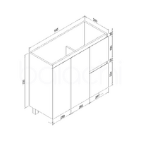 Lucena 900mm Slim Line Narrow Right Drawer PVC Water Proof Bathroom Vanity