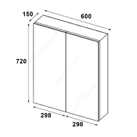 600mmx720mm Bathroom Vanity Mirror Cabinet Shaving Storage 8mm Glass Shelf Pemc