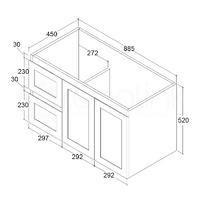 Shaker 900mm PVC Wall Hung Bathroom Vanity