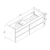 Vellena 1500mm PVC Water Proof Matte White Wall Hung Bathroom Vanity Cabinet