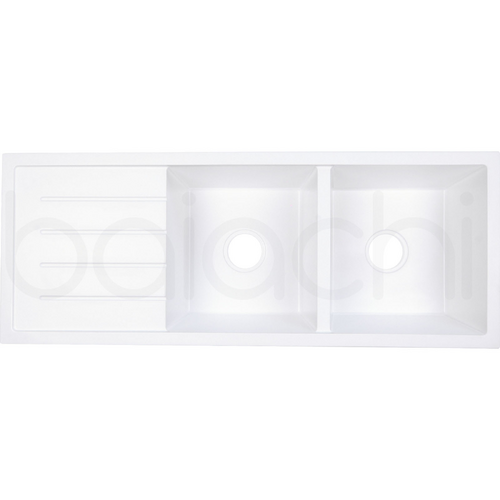 Baiachi Double Bowl and Drainer Granite Kitchen Sink White