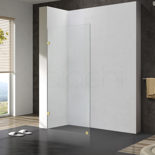 Frameless Shower Screen 800mm Brushed Gold