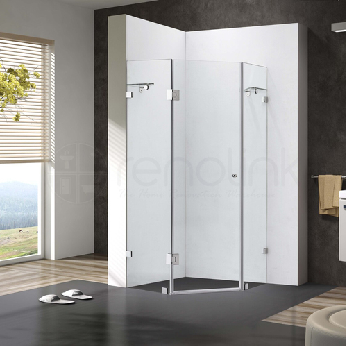 Frameless Shower Screen 900x900mm Diamond Chrome