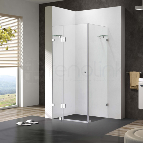 Frameless Shower Screen 1000x1000mm Square Chrome