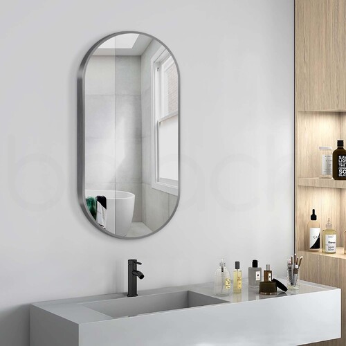 Baiachi Oval 450mmx900mm Frame Mirror Gun Metal