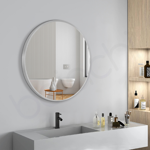 Baiachi Round 600mm Frame Mirror Brushed Silver