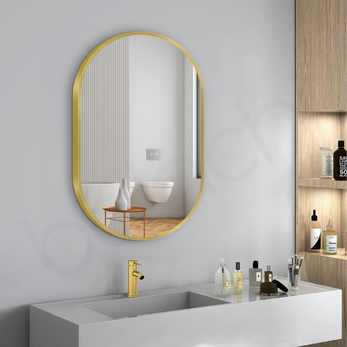 Baiachi Oval 600mmx900mm Frame Mirror Brushed Gold