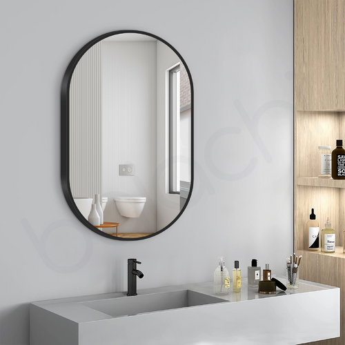 Baiachi Oval 600mmx900mm Frame Mirror Matte Black