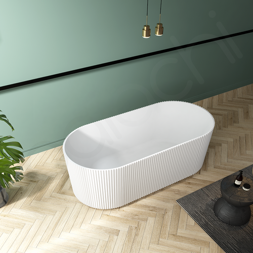 Florence 1500 Oval Freestanding Ribbed Bathtub Matte White
