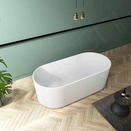Florence 1700 Oval Freestanding Ribbed Bathtub Matte White