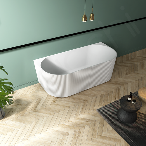 Clara 1700 Back To Wall Freestanding Ribbed Bathtub MW