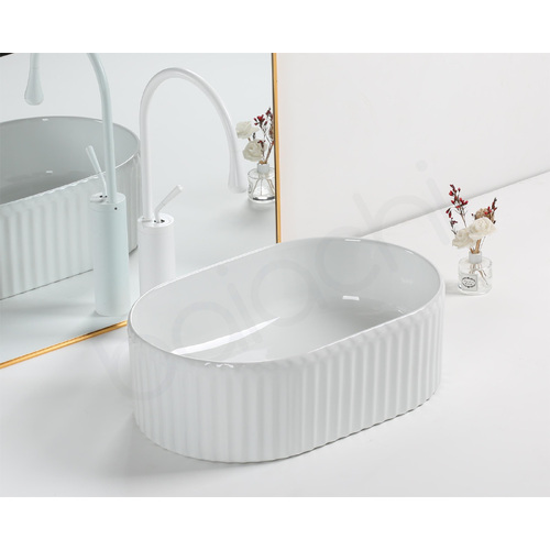 Baiachi 500x330x165mm Ceramic Above Counter Fluted Basin